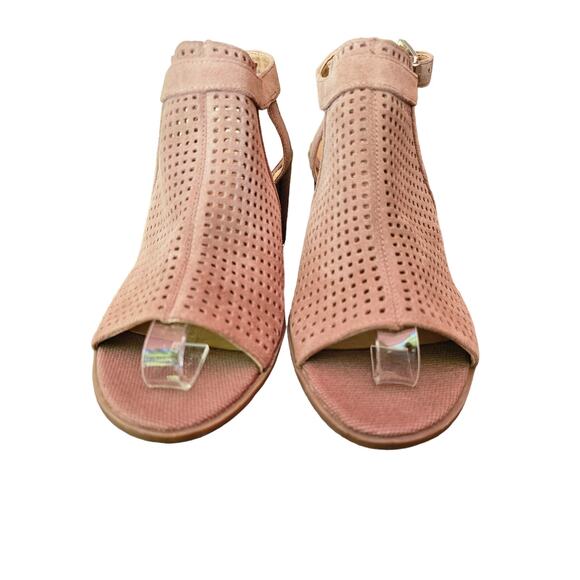 NWOB Franco Sarto Beige Cut Out Perforated Suede Slingback Sandals Heels 7.5 - Picture 4 of 8